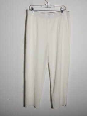 Misook Womens White Pull On Pant XL Knit Ankle Stretch Preppy Straight Leg